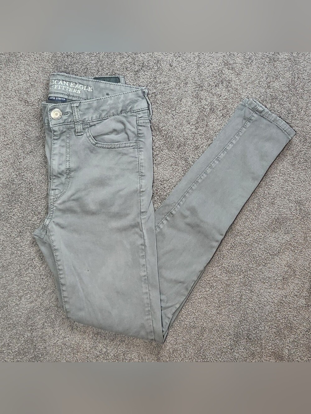 Grey American Eagle Super Skinny Chino Pants